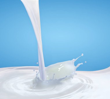 Mavi arkaplanda süt sıçraması