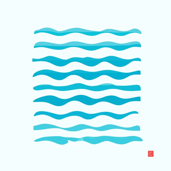 Azul Mar Océano Piscina Ilustración Patrón Marino Con Estilizadas Olas — Vector de stock