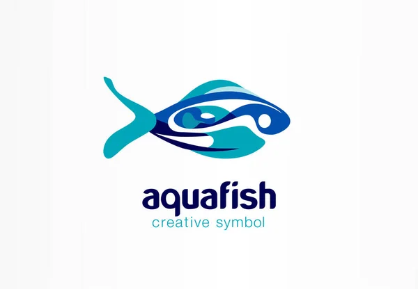 Aqua Fish Símbolo Criativo Modelo Logotipo Forma Respingo Água Menu — Vetor de Stock