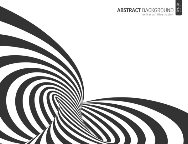 Preto Linhas Brancas Loop Perspectiva Digital Abstrato Redemoinho Vetor Fundo — Vetor de Stock