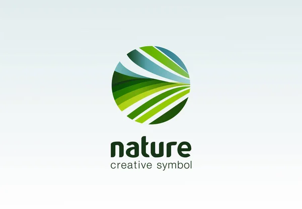 Δημιουργικό Σύμβολο Φροντίδας Της Φύσης Βιολογική Φυτεία Πεδίου Οικολογική Πράσινη Royalty Free Εικονογραφήσεις Αρχείου