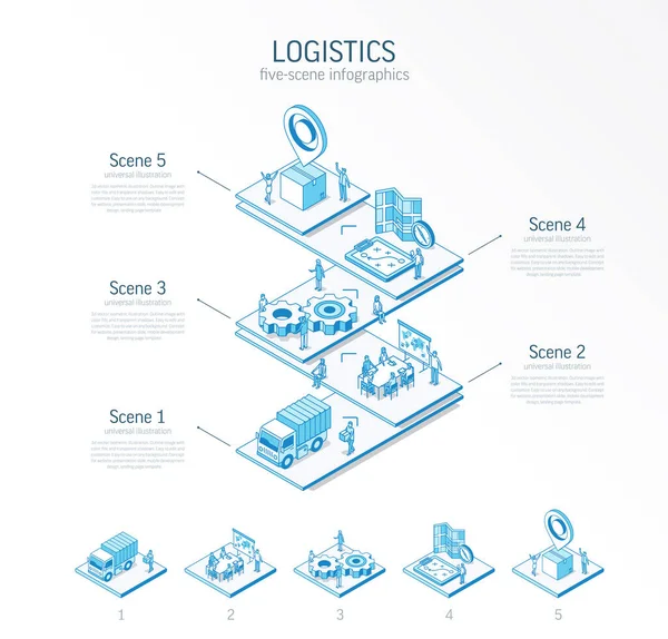 Linka Izometrické Global Logistics Infografické Šablony Importovat Exportovat Rozvržení Prezentace Royalty Free Stock Ilustrace