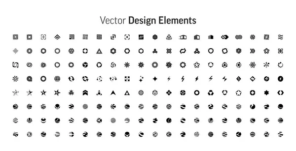 Vektor Designelementer Sæt Abstrakt Geometrisk Form Silhuetter Sort Brutalisme Former Royaltyfrie stock-vektorer