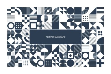Geometrik desen. Tek renkli Soyut Şekil Arkaplanı. Grafik Tasarım Elementleri Ayarlandı. Cesur, Yüksek Kontrastlı Modern Sanat. Şirket Posteri, Duvar Kağıdı. Üçgen, Meydan, Çember Şekiller. Modül Izgara Yapılandırması