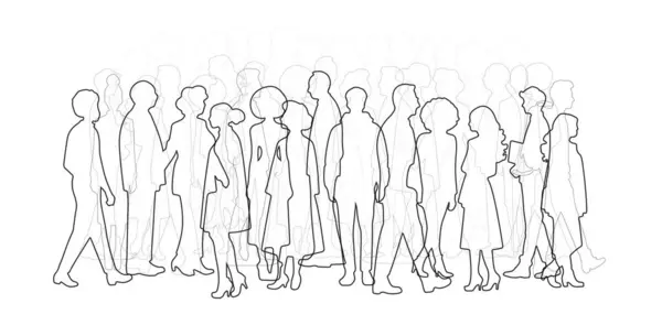 Αφηρημένες Μορφές Ανθρώπων Λεπτή Γραμμή Σχεδίασης Διανυσματική Απεικόνιση Διαφορετικό Πλήθος Διάνυσμα Αρχείου