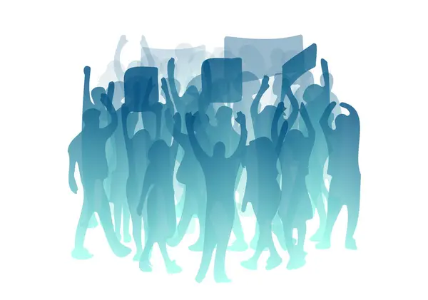 抽象的人物形象 举起手来举着横幅社会冲突的例证 不同的人群 抗议罢工 革命纠察的概念 公共显性抽象向量艺术 免版税图库矢量图片