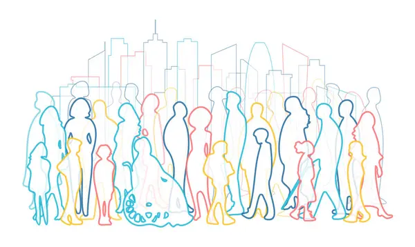 Pessoas Diversas População Urbana Moderna Estilo Vida Urbano Sílhuetas Humanas Ilustrações De Stock Royalty-Free
