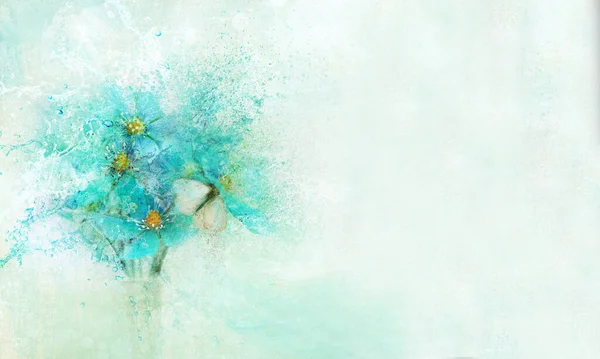 Wallpaper Blue Flowers Butterfly — Stockfoto