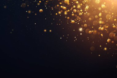 Bokeh kaplamaları. Altın parçacıklar parlayan ışıklar