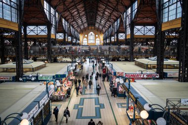 Budapeşte 'nin Merkez Büyük Pazar Salonu. Budapeşte, Macaristan - 2 Şubat 2023.