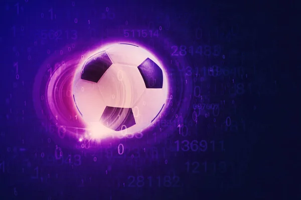 Primer Plano Pelota Fútbol Con Código Binario Ciberespacio Fotografía Con — Foto de Stock