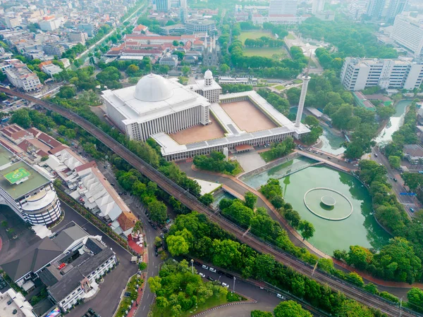 Jakarta Indonesia November 2022 Top View Istiqlal Mosque Jakarta Catherdal — Stock Photo, Image