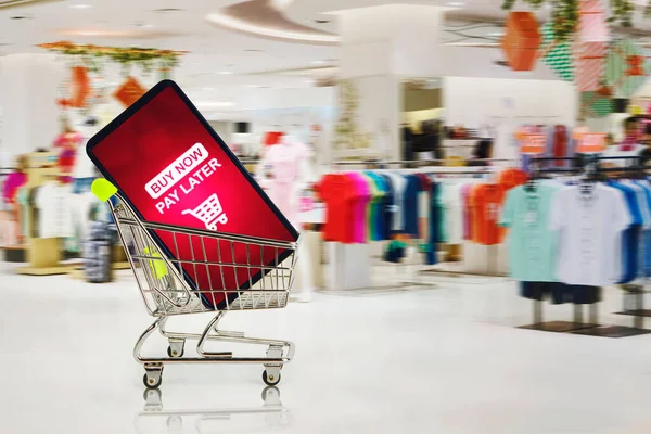 Mobile Phone Shopping Cart Mall Interior — Stock Photo, Image