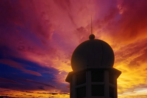 Kuppelsilhouette Der Moscheen Abend Der Dämmerung — Stockfoto