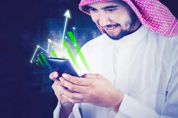 Arabian Man Online Affaires Finance Investissement Trading Forex Change Croissance — Photo