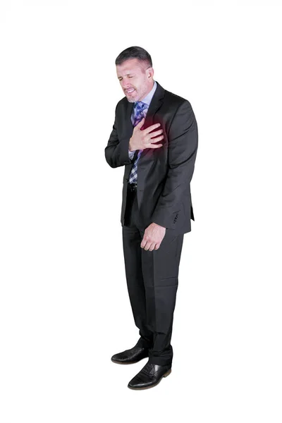 Stüdyoda Beyaz Arka Plan Yüzünden Kalp Krizi Geçiren Bir Adamı — Stok fotoğraf