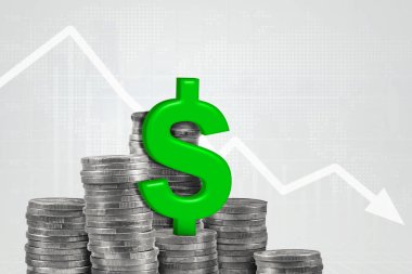 Bozuk paraların üzerindeki yeşil dolar sembolü