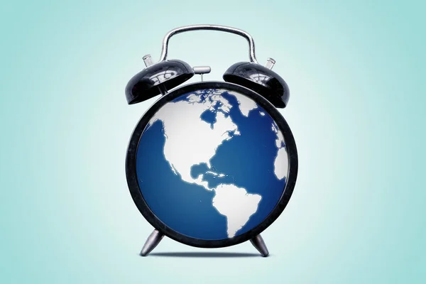 Planet Earth Globe Alarm Clock Trendy Collage Magazine Style Contemporary — Stock Photo, Image