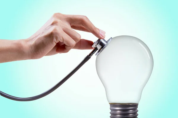 Innovation Concept Health Stethoscope Light Bulb — Stock Photo, Image