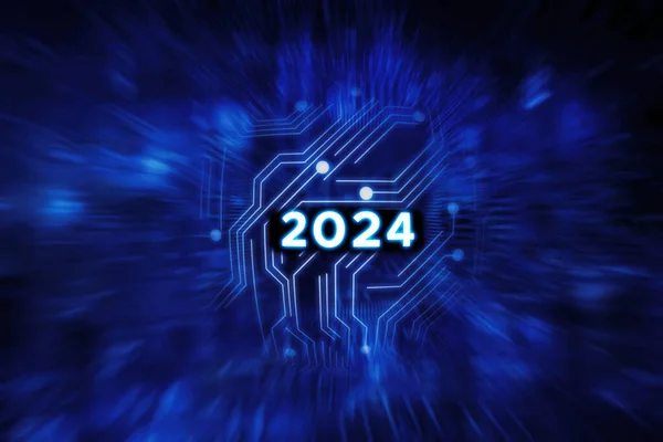 2024 Nowy Rok Numery Pełna Nowoczesność Zaawansowana Technologia Sztuczna Inteligencja — Zdjęcie stockowe