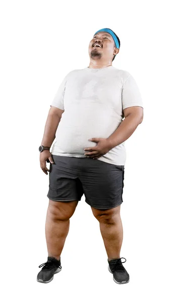 Asiático Oversize Hombre Riendo Histéricamente Algo Hilarante Aislado Sobre Blanco — Foto de Stock