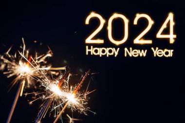 2024 numaralı yeni yıl kutlamalarıyla havai fişekleri yakın.