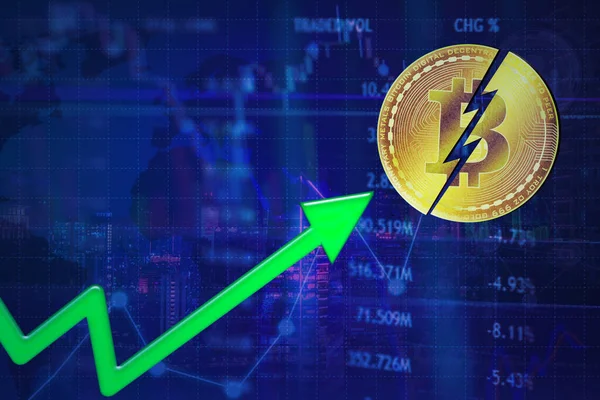 Prix Bitcoin Est Augmentation Sur Marché Crypto Monnaie Après Bitcoin Images De Stock Libres De Droits