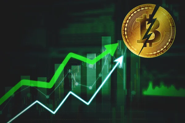 Precio Del Bitcoin Está Aumentando Mercado Criptomonedas Después Bitcoin Evento Fotos de stock