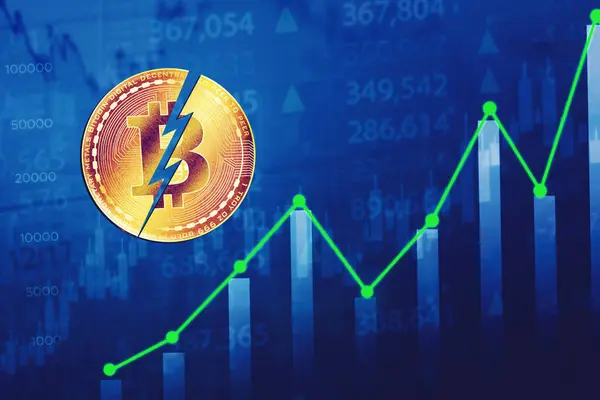 Preço Bitcoin Está Aumentando Mercado Criptomoeda Após Bitcoin Evento Metade Imagem De Stock