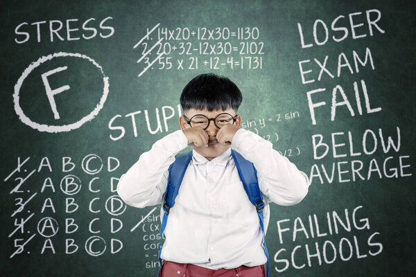 Sad Student Struggling with School Stress and Exam Failure Concept