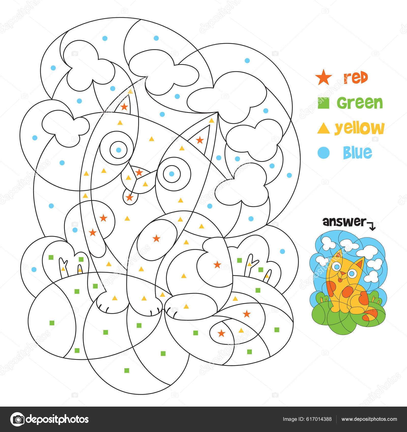 Jogo Engraçado De Colorir Por Números. Ilustração Vetorial De