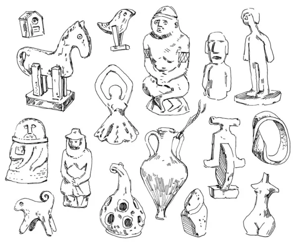 Очертания Языческих Символов Свободный Рисунок Черно Белая Иллюстрация Изолированный Белом — стоковое фото