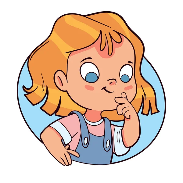 女の子は好奇心で紙のシートの穴から外を見る 子供のデザインのテンプレート カラフルな漫画のキャラクター 面白いベクトルイラスト 漫画風 白地に隔離された — ストックベクタ