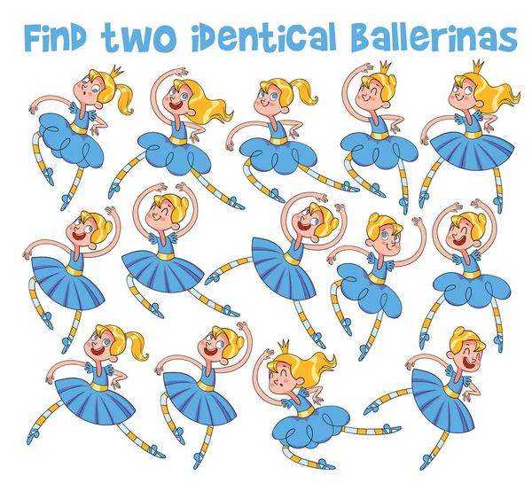 Ballerino Najdi Dva Stejné Obrázky Vzdělávací Hra Pro Děti Kreslená — Stockový vektor