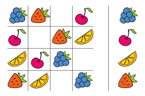 Tarefas Lógicas Compostas Por Frutas Teste Escolha Resposta Correta Jogo —  Vetores de Stock