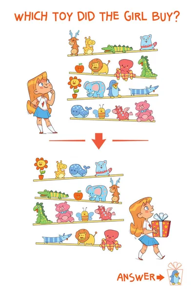 Finden Sie Die Unterschiede Puzzle Spiel Welches Spielzeug Hat Das — Stockvektor