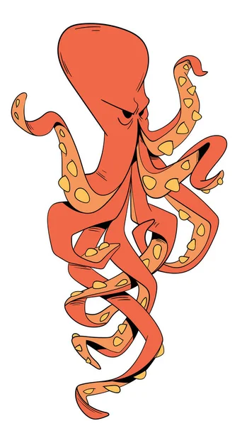 Octopus Piratenpictogram Tekenfilmfiguren Stripstijl Grappige Vectorillustratie Geïsoleerd Witte Achtergrond — Stockvector