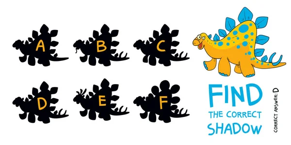 Finden Sie Den Richtigen Schatten Stegosaurus Lernspiel Für Kinder Wählen — Stockvektor