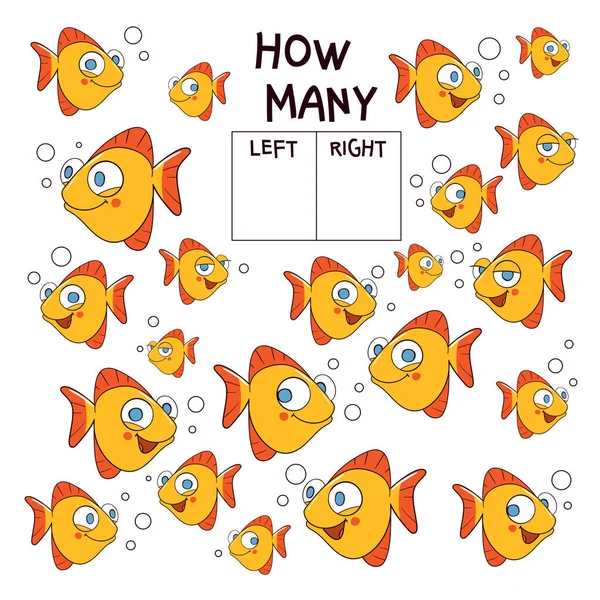 How Many Fish Swim Left Right Matching Game Educational Game — Stock Vector