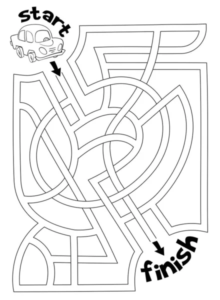 Kinder Logik Spiel Das Labyrinth Passieren Auto Auf Dem Weg — Stockvektor