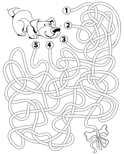 Help Dog Maze Children Logic Game Pass Maze Educational Game — Stock Vector