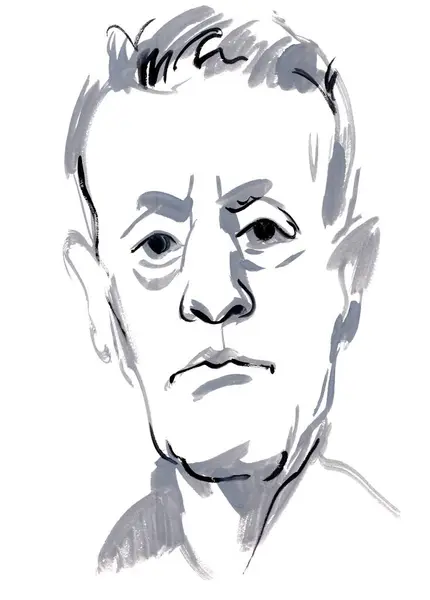 Portrét Člověka Života Náčrtek Freehand Kresba Gouache Izolováno Bílém Pozadí — Stock fotografie