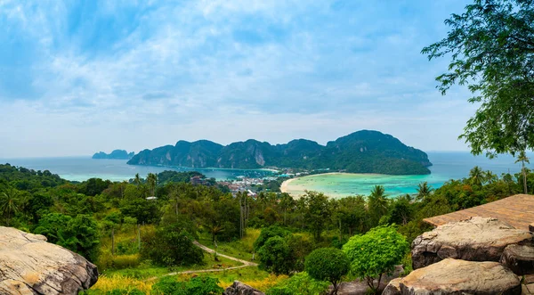 Aerial View Phi Phi Islands Thailand Lookout Viewpoint Tropical Island — Stock Photo, Image