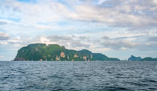 stock image View of limestone rock at Ko Phi Phi islands, Thailand. View from long tailed boat. Exotic and tropic nature, summer paradise.