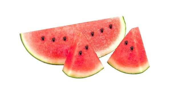 Watermeloen Slices Geïsoleerd Een Witte Achtergrond — Stockfoto