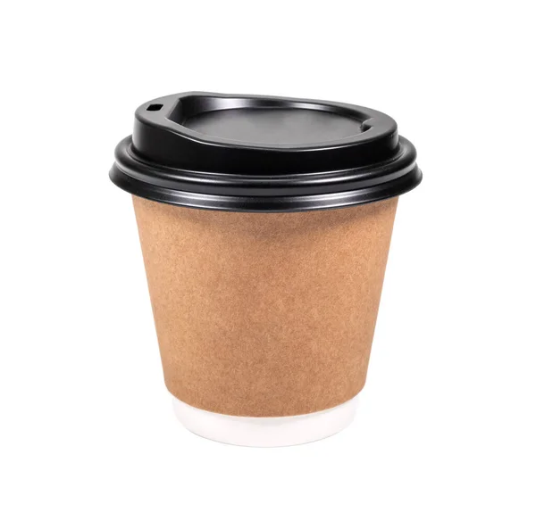 Бумажная Чашка Кофе Вынос Изолированы Белом — стоковое фото