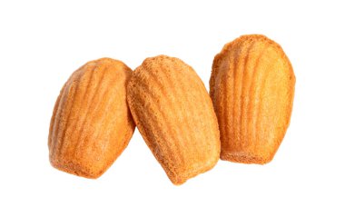 Madeleine çerezleri beyaz zemin üzerine