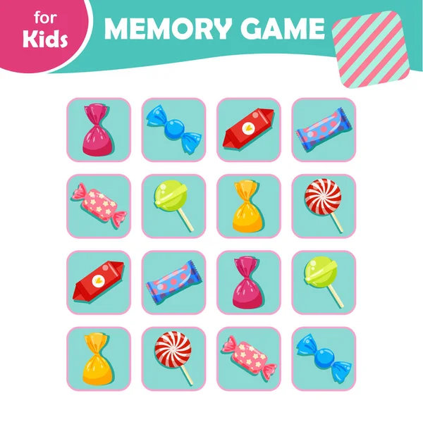mini games for kids. mini games for kids. Memory game for children. sweets for birthday, easter, halloween. Marshmallows, lollipops, Set of icons and elements for design. holiday series.