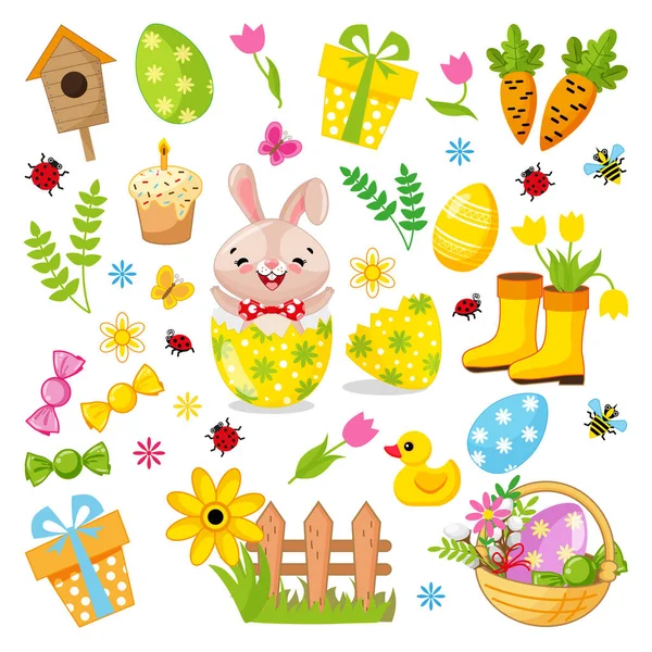Easter Set Design Elements Images Cartoon Style Theme Easter Easter — Stock Vector