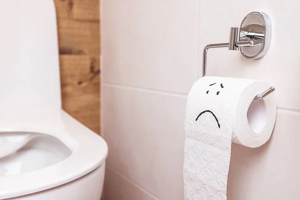 Achtergrond Van Badkamer Toilet Kom Met Kopieerpasta Ruimte Rol Van — Stockfoto